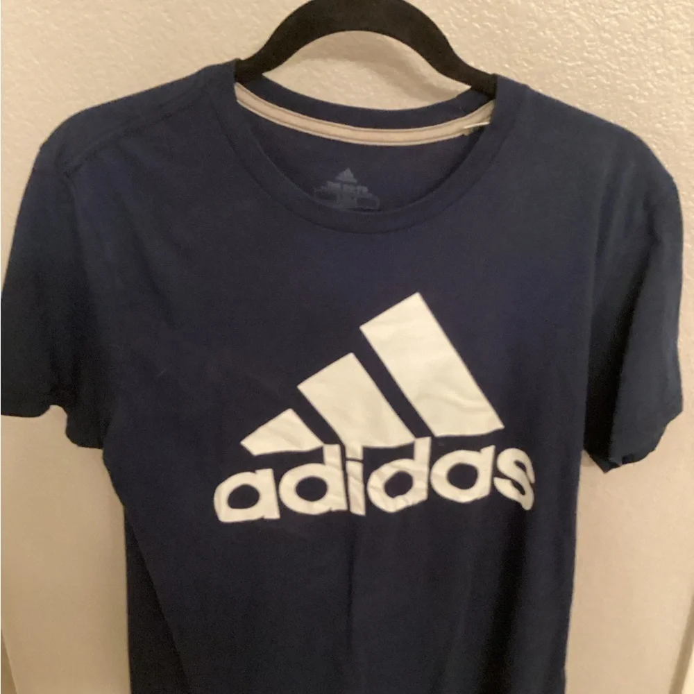 Adidas Blue and White Short Sleeve Tee